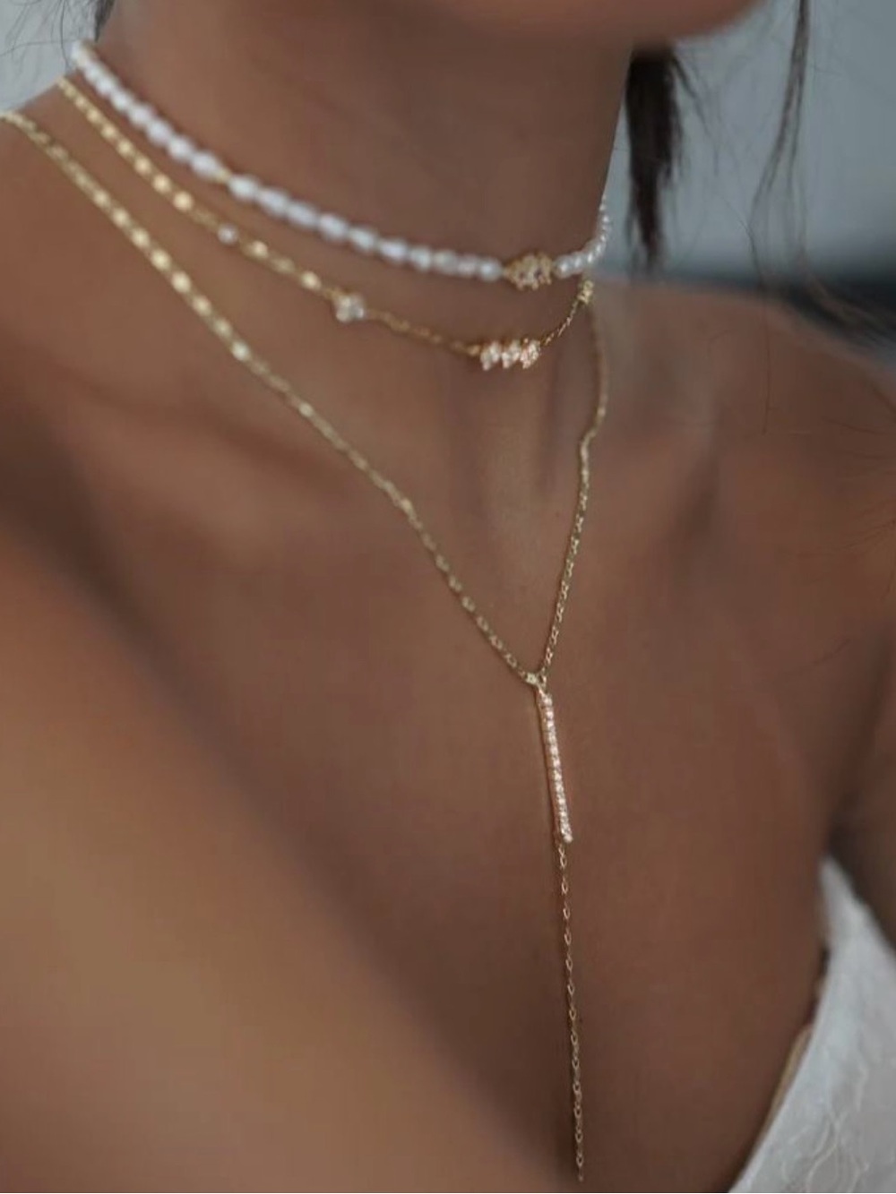 3 Layer Bridal Necklace | 18k Gold Plated, Freshwater Pearls, Nickel Free NWOT